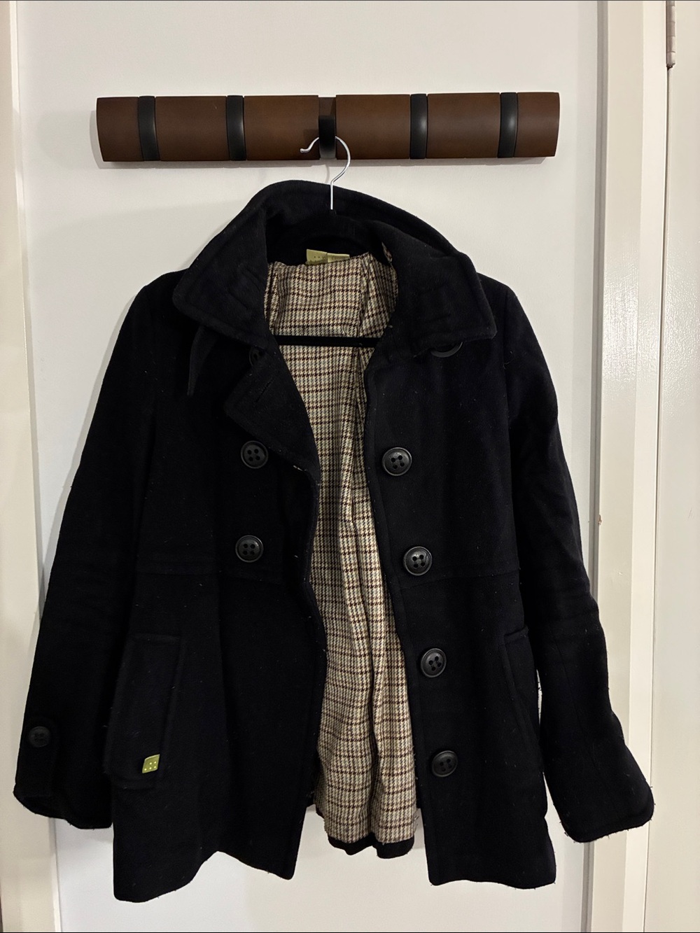 Women’s Black Wool Peacoat Jacket - Classic Double-Breasted Style